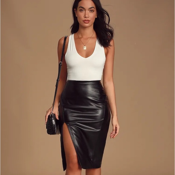 Lulus Dresses & Skirts - Lulus Mireya Black Vegan Leather Pencil Skirt
